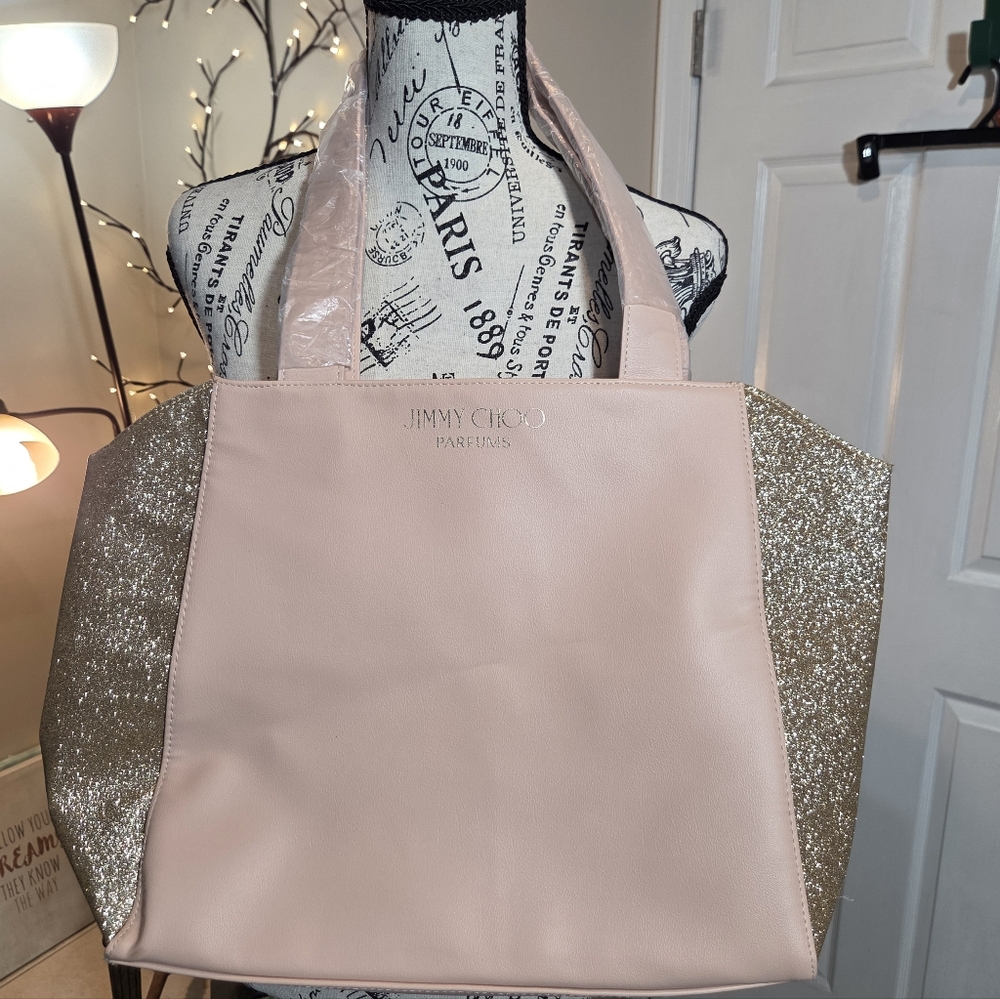 Jimmy Choo Pink and Gold Tote Bag